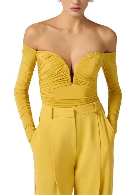Lightweight crêpe jersey bodysuit with draping ELISABETTA FRANCHI | bodysuit | BO01561E2EV4